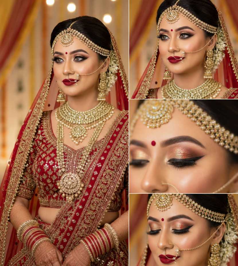 Bridal makeup, hair and nails together